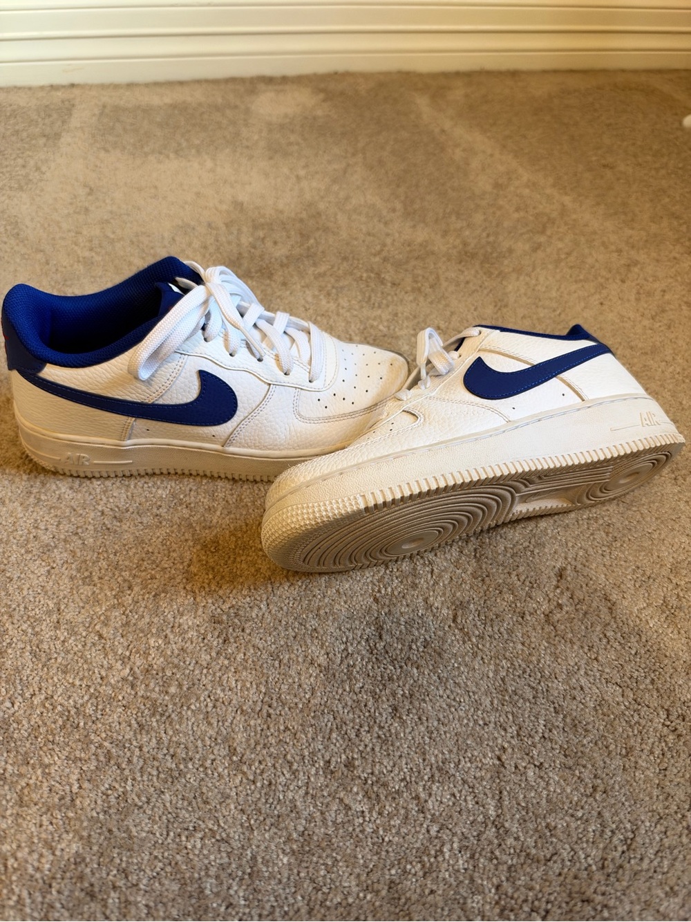 Nike Kids White Sneakers with Blue Swoosh